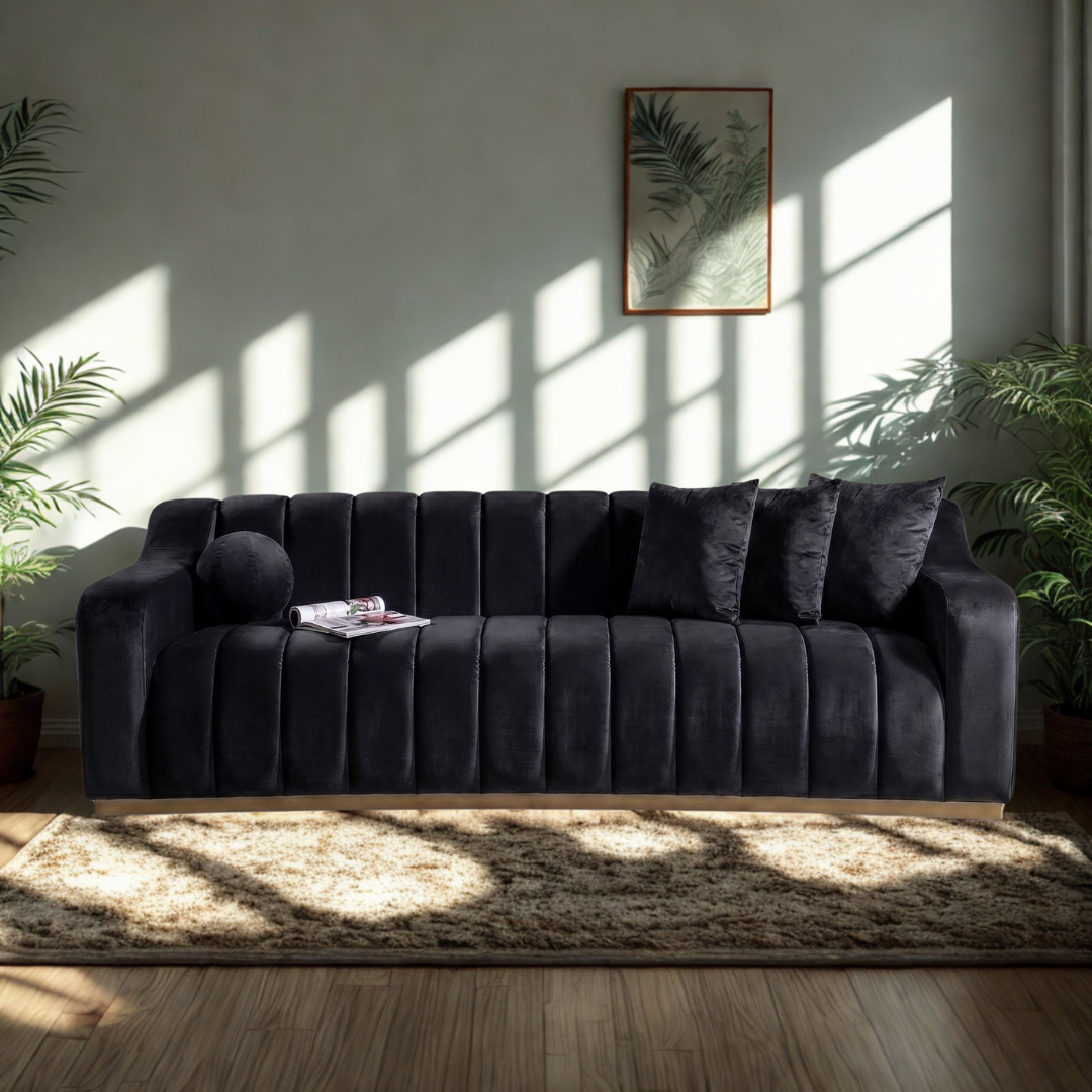 Scalloped Beige Sofa — 2+3 Seater Sofa