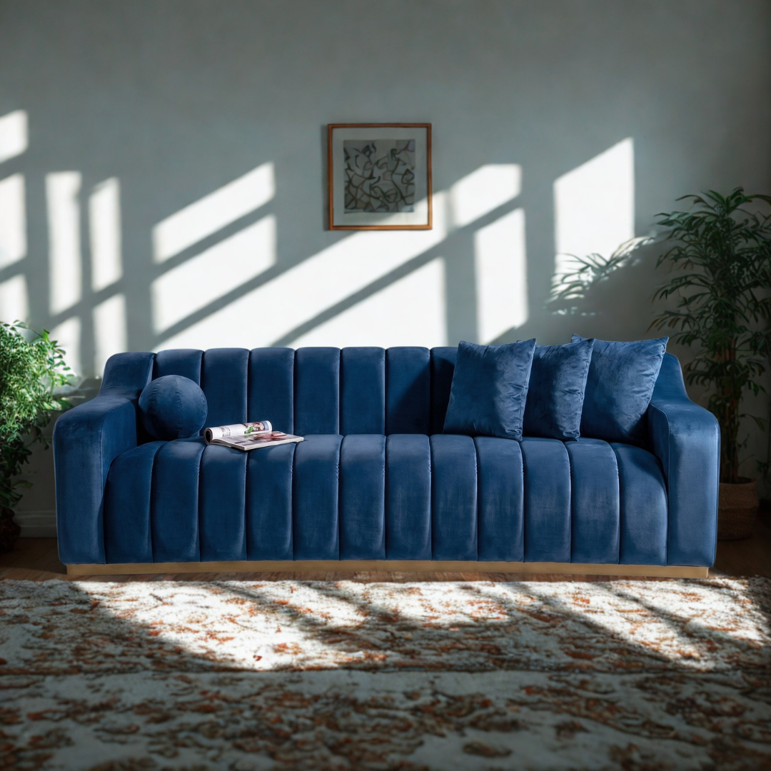 Scalloped Beige Sofa — 2+3 Seater Sofa