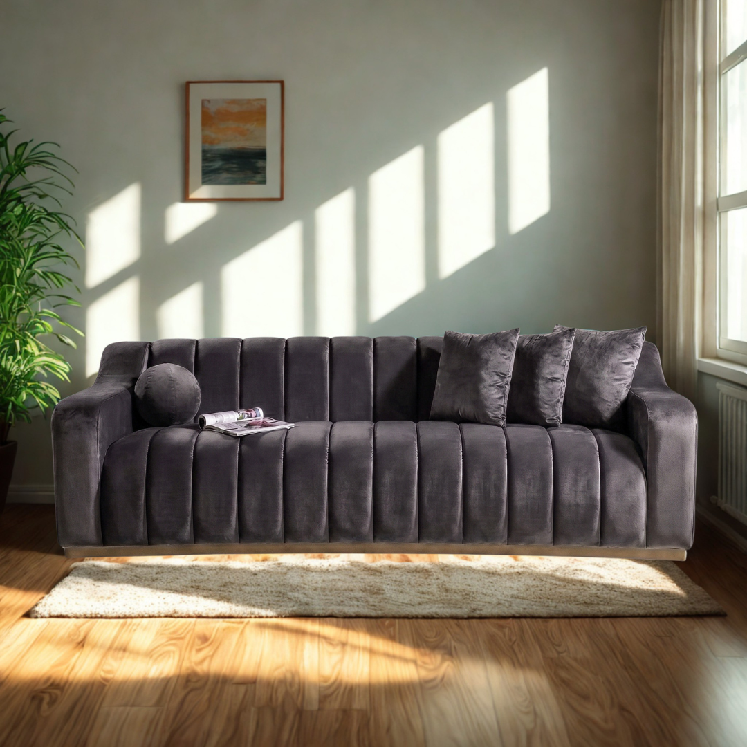 Scalloped Beige Sofa — 2+3 Seater Sofa