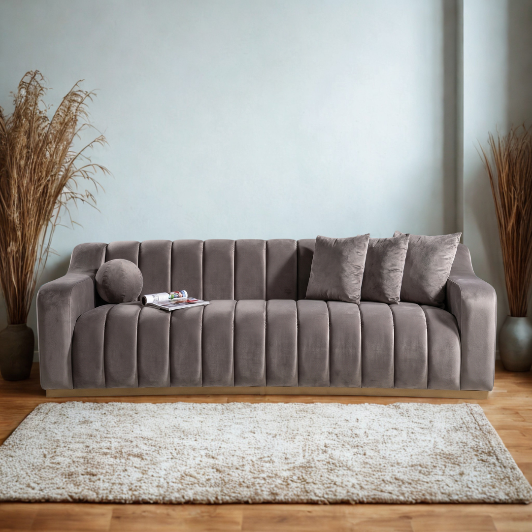 Scalloped Beige Sofa — 2+3 Seater Sofa
