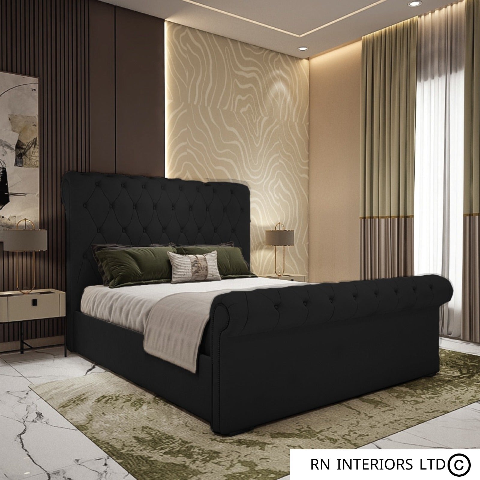 Scroll Bed Frame Black Bed