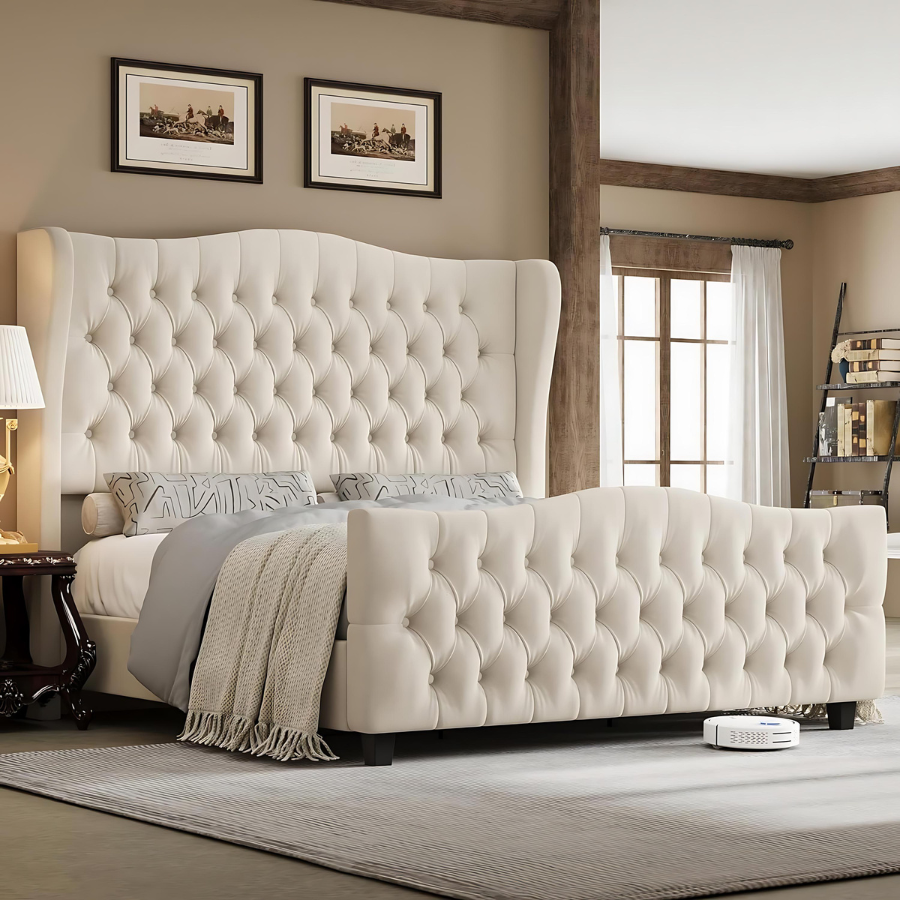 Small Double Bed Frame - Wingback Bed Frame - rn interiors