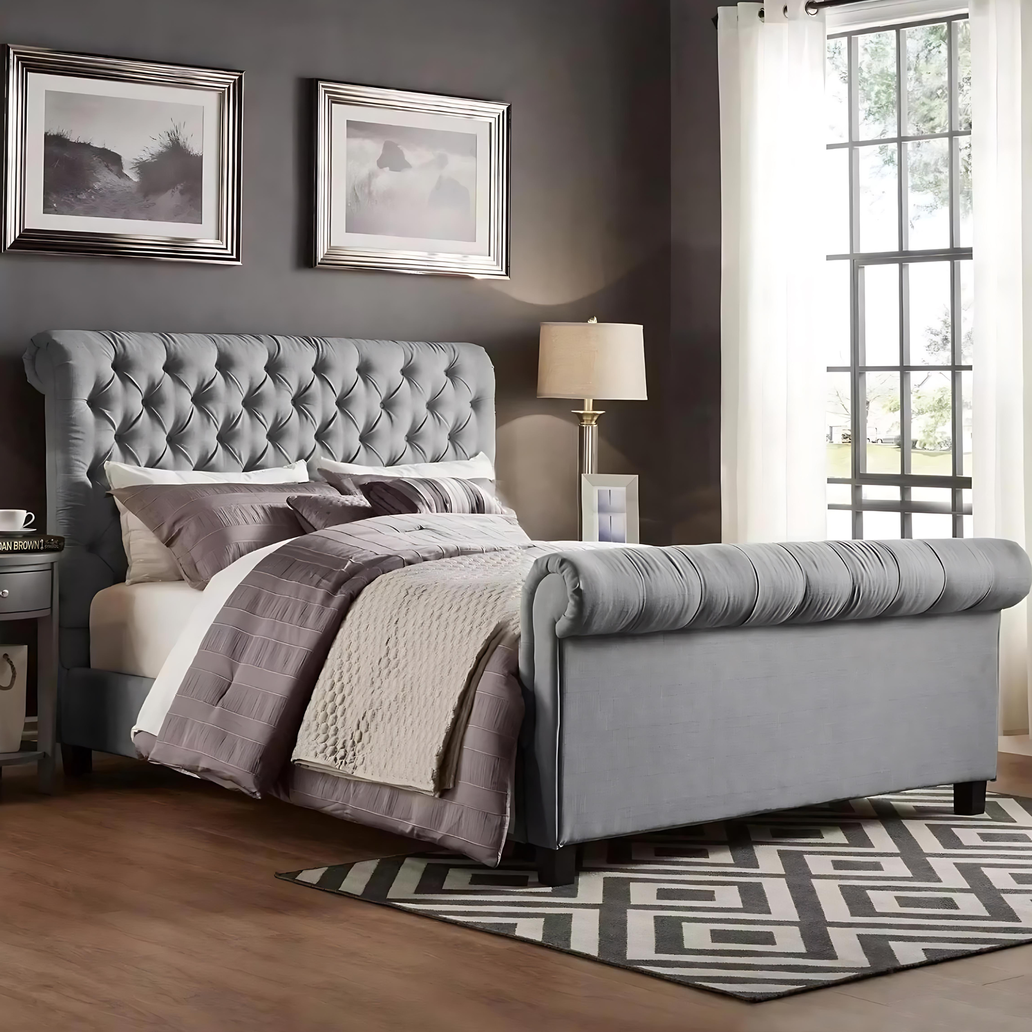 Sleigh Bed Frame With Matching Headboard | Footboard - rn interiors