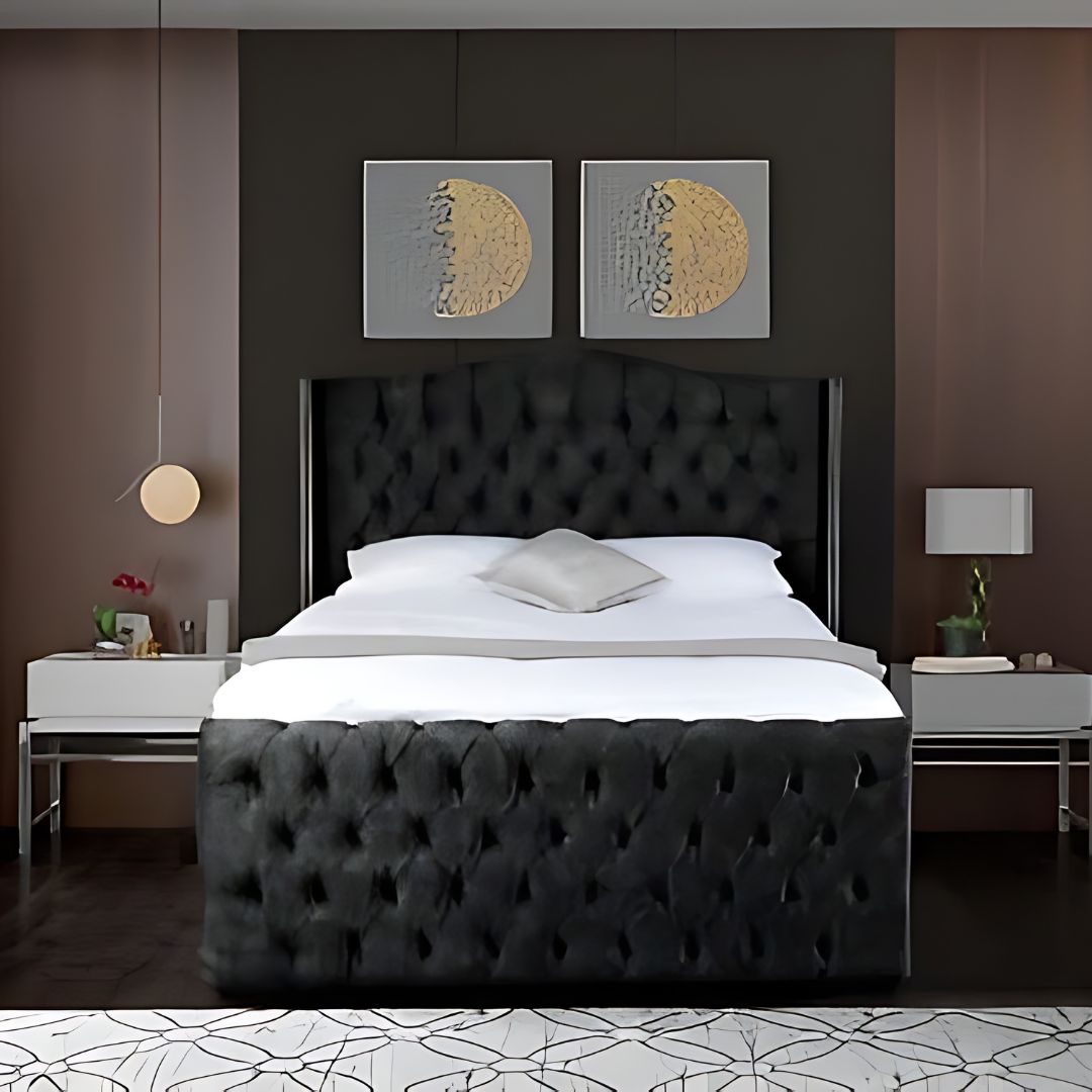 Selini Plush Velvet Luxury Bed | Modern Bed - rn interiors