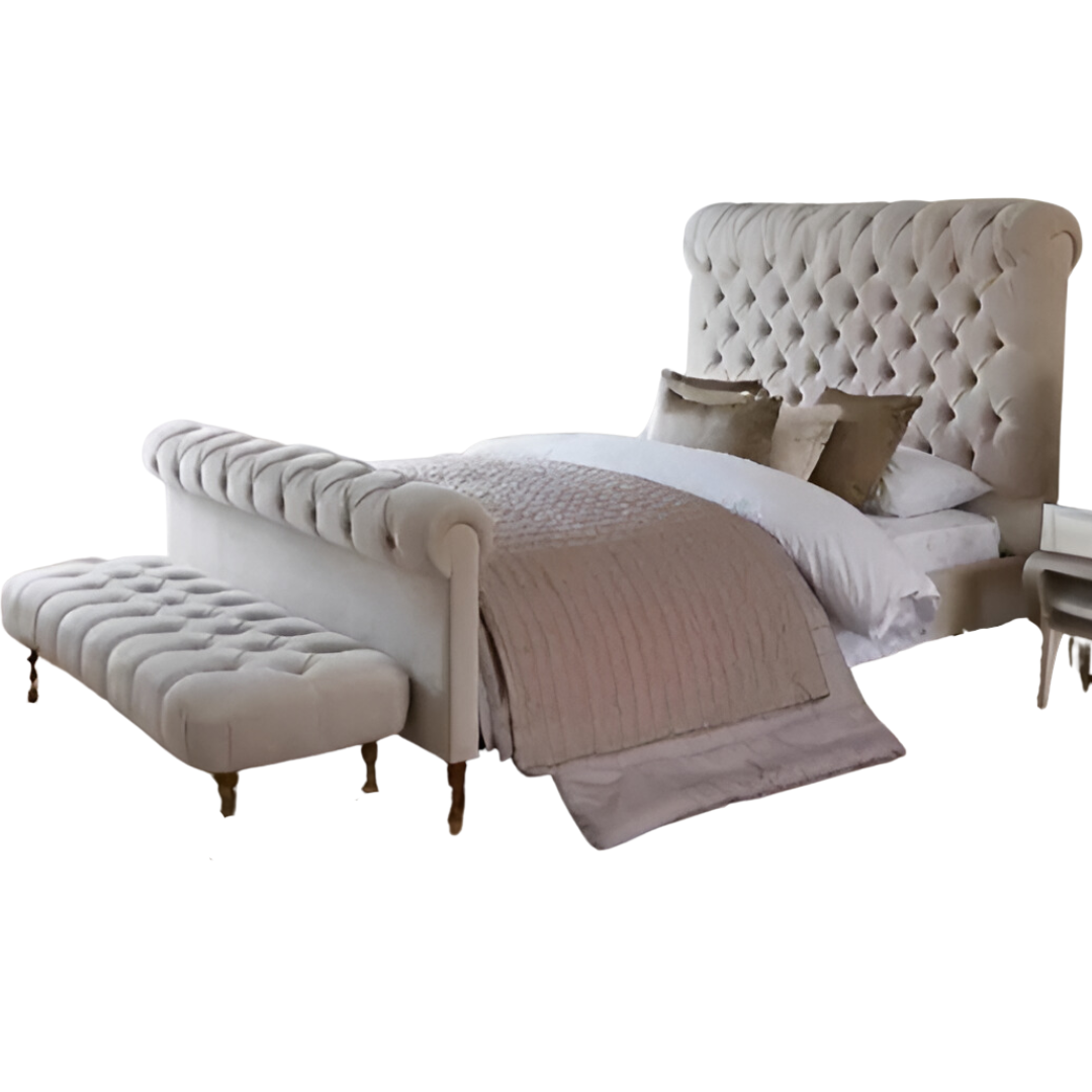 Luxury Sleigh Bed – Cream Chesterfield Sleigh Bed - rn interiors