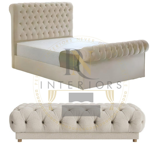 RN Interiors Sleigh Chesterfield with Low Squishy Footstool including Mattress - rn interiors