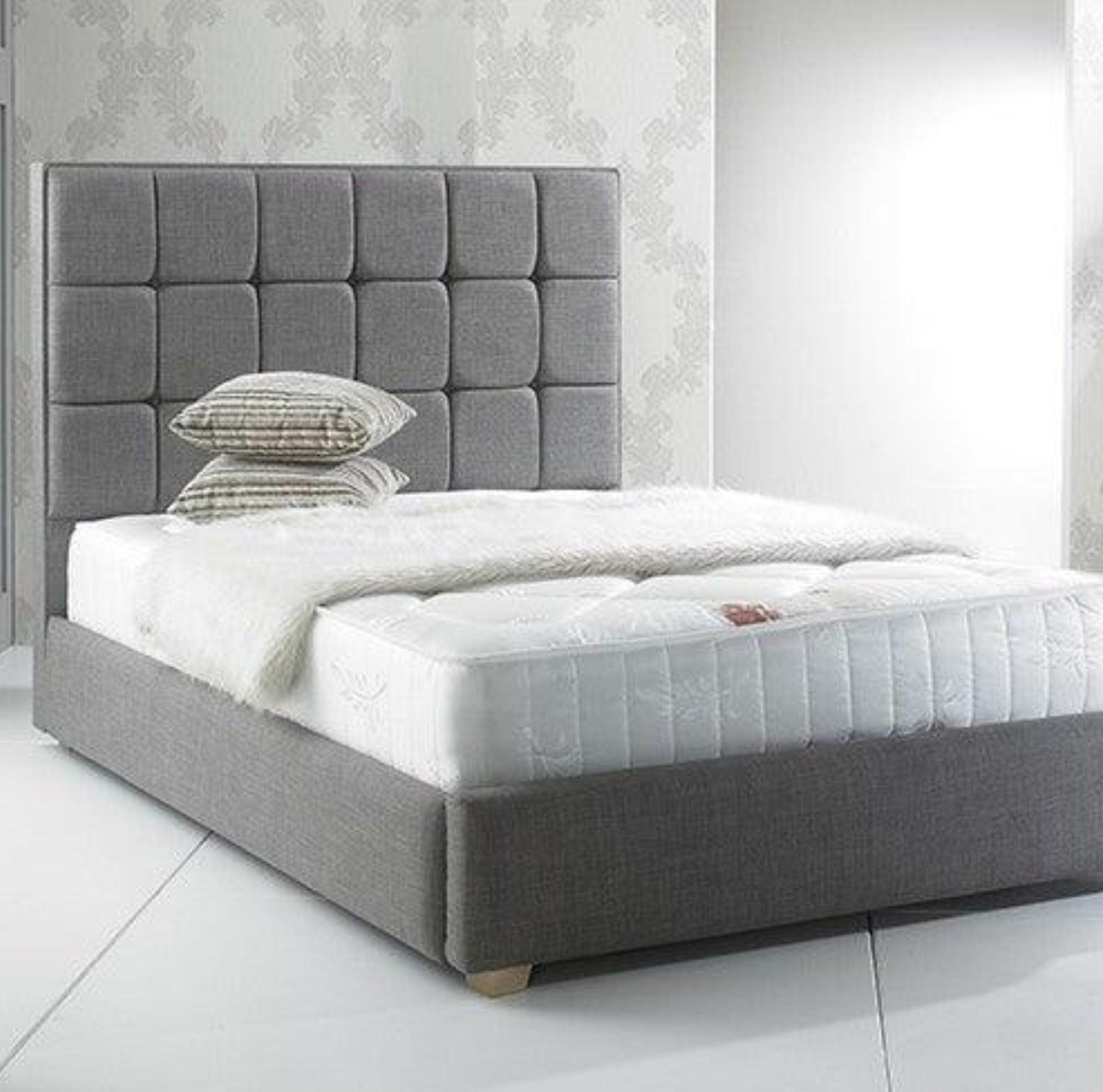 Grey Linen Look Upholstered Bed Frame - rn interiors