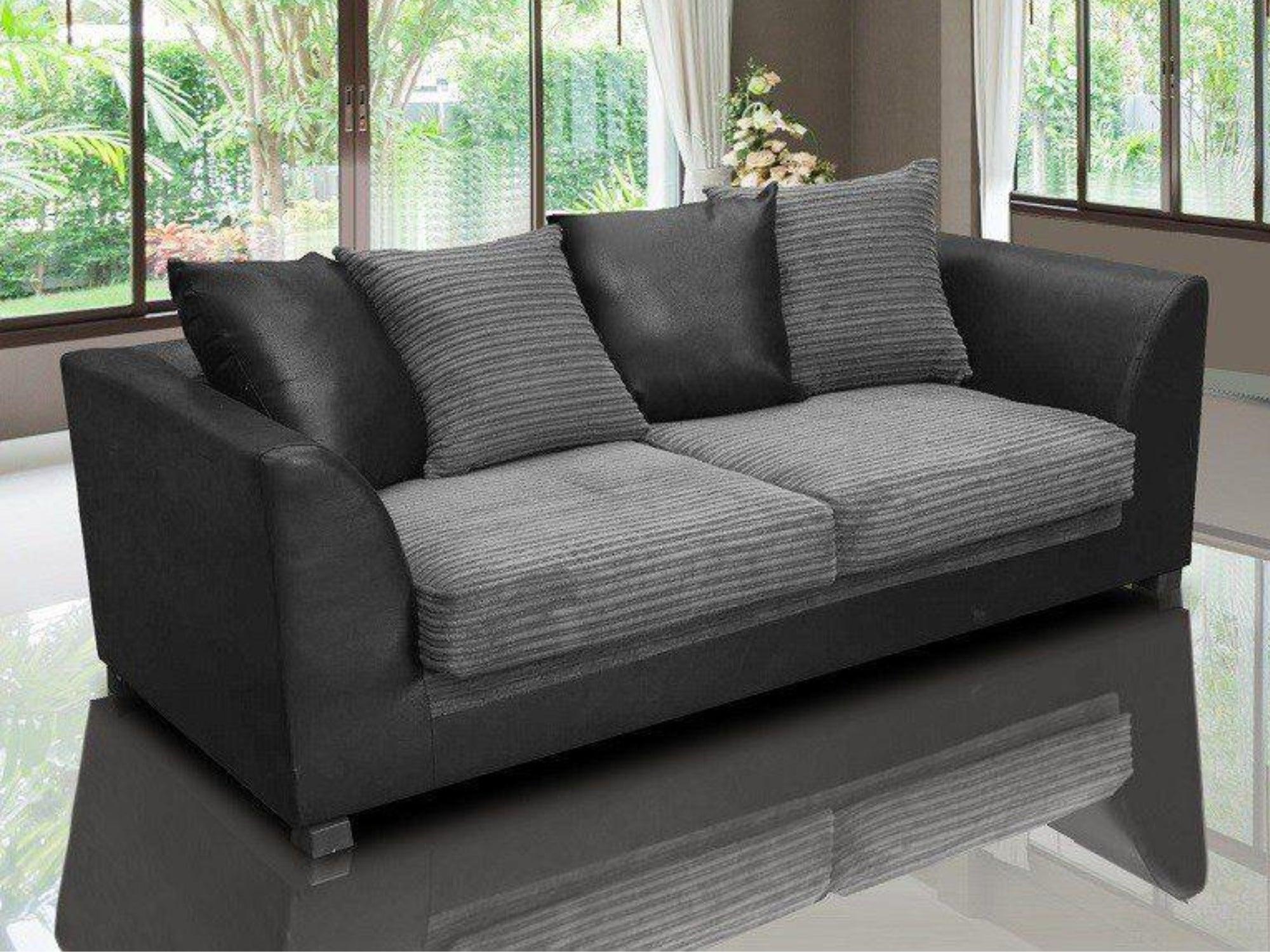 RN INTERIORS Lious Black & Grey Fabric Sofa - rn interiors