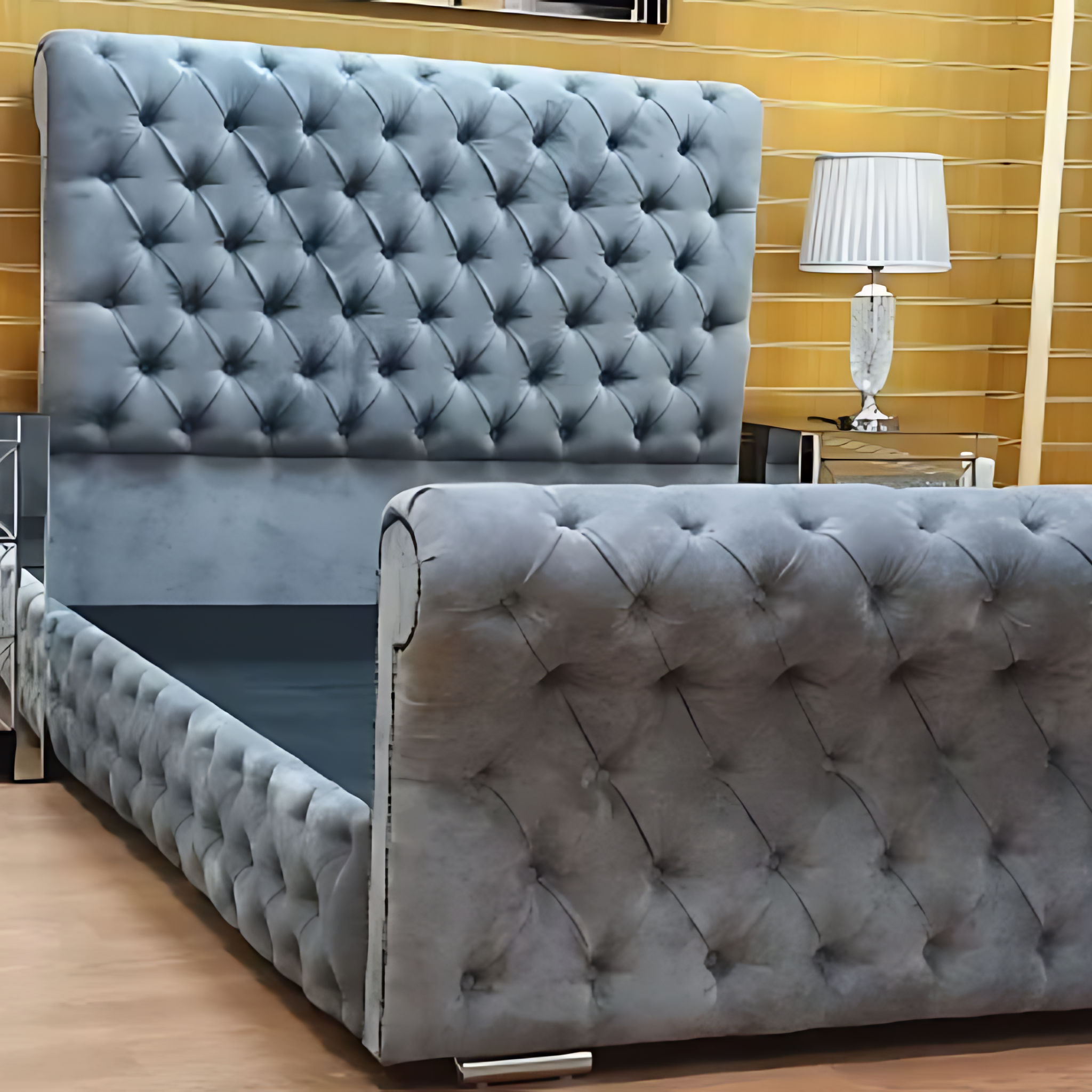 The Full Chesterfield Sleigh Bed King - rn interiors