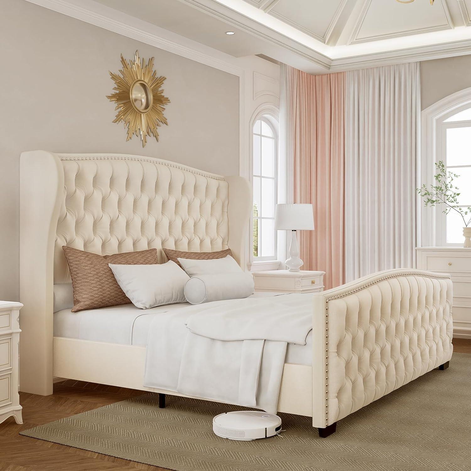 Wingback Upholstered Bed Frame - rn interiors