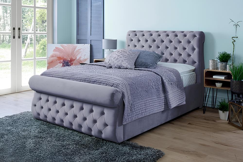 Chesterfield Sleigh Bed Single, Double, King & Super King Size - rn interiors