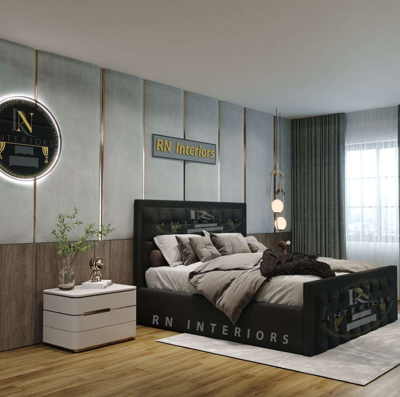 New Chesterfield double bed with mattress and headboard - rn interiors