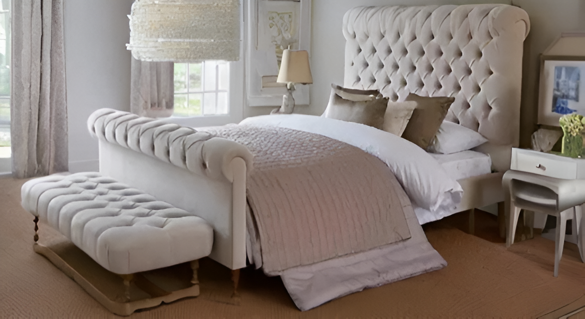 Luxury Sleigh Bed – Cream Chesterfield Sleigh Bed - rn interiors