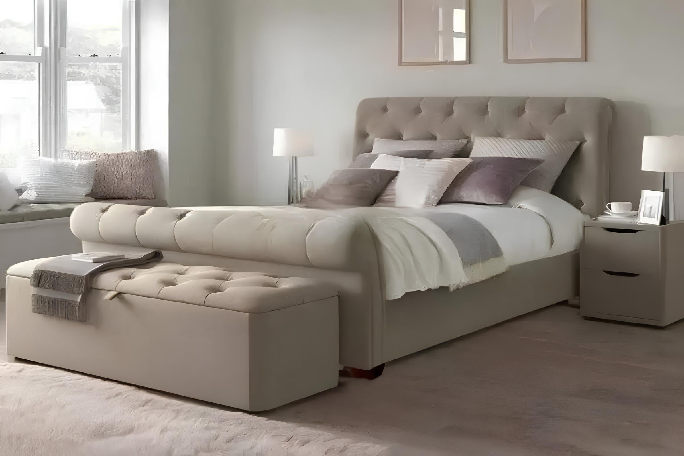 Atlas Sand Naples Single Sleigh Bed Frame – Available All Sizes - rn interiors