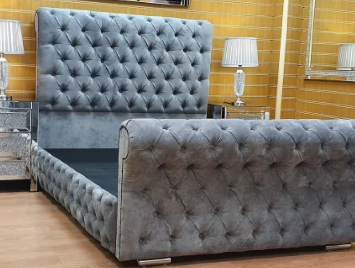 The Full Chesterfield Sleigh Bed King - rn interiors